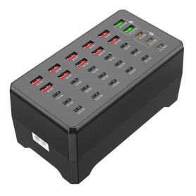 USB Charger, Power Hub - WT 268F 30-Port USB Desktop Charger PD 30W QC 22.5W 18 Type-C + 12 USB-A - Black, wholesale price