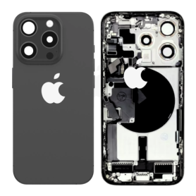 Châssis, Cadre - Châssis Complet iPhone 15 Pro eSIM Connecteur de Charge Sans Batterie Titane Noir (Original Demonté) - Grade A,