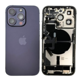 Back Glass, Rear Cover - Back Cover Housing iPhone 14 Pro Intense Violet Chassis - Charging Connector Without Battery (Original 