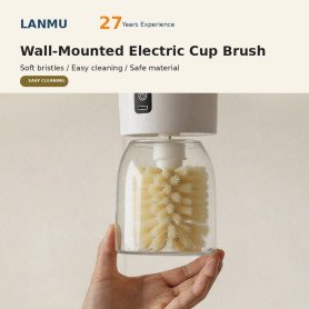 Cleaning Tool, Scrubber - LANMU L38 Electric Cup Brush 360° Soft PA Bristles Type-C Wall-Mounted - White, wholesale price