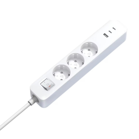 Power Strip, Extension Cord - XIAOMI Power Strip - 3 EU Outlets with 1 USB-A and 2 USB-C Outlets - 6A/250V 1.4M - White, wholesa