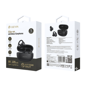 Earbuds, Headphones - Devia Lite 4 OWS Clip-on Wireless Earphones - Black, wholesale price