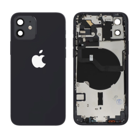 Back Cover, Rear Housing - Complete iPhone 12 Black Chassis - Without Charging Connector (Original Part Removed) - Grade B, whol