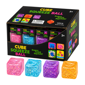 Toys, Stress Relievers - Glitter Squishy Ice Cubes - Set of 12, wholesale price