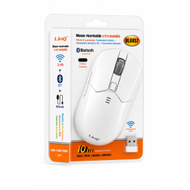 Wireless Mouse, Computer Mouse - Tri-Mode Rechargeable Wireless Mouse LinQ BL6857 - Bluetooth 5.3 / 2.4G / USB-C - White, wholes