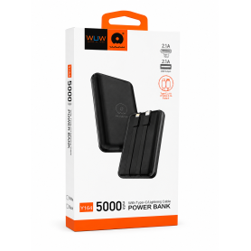 Chargeur Portable, Batterie Externe - Power Bank 5000mAh Type-C + Lightning - WUW Y164 - Noir, prix de gros.