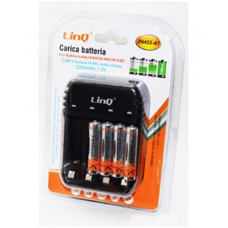 AA/AAA Battery Charger with 4 x 2300mAh 1.2A LinQ ZN422-A7 AAA Rechargeable Batteries