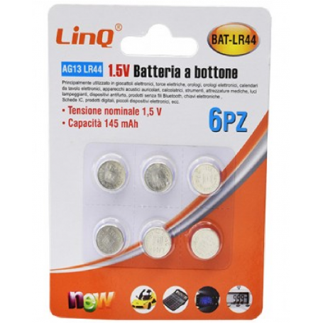 Piles Bouton AG13 LR44 1.5V 145mAh x6pcs LinQ BAT-LR44