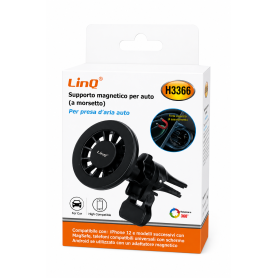 Support Téléphone, Porte-Téléphone - Support Magnétique de Voiture pour Grille d’Aération Compatible MagSafe LinQ H3366 - Noir, 