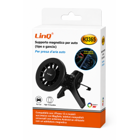Support Téléphone, Porte-Téléphone - Support Magnétique de Voiture pour Grille d’Aération Compatible MagSafe LinQ H3365 - Noir, 
