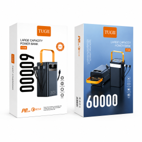 Batterie Externe, Chargeur Portable - Power Bank 60000mAh Charge Rapide PD 22,5 W 4USB+USB-C TUGII-Y106 - Noir, prix de gros.