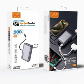 Chargeur Portable, Batterie Externe - Mini Power Bank Portable 10000mAh PD 22,5 W avec Connecteur USB-C et Câble Lighting TUGII-