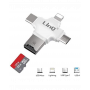 Lecteur Cartes Micro SD 4 en 1 Lightning USB Type-C Micro USB LinQ OTG7976