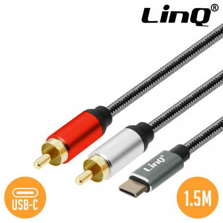 Câble Audio Type-C Mâle / 2 RCA Mâles Nylon Tressé 1.5m LinQ TPC3520