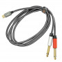 Audio Cable Type-C Male / 2 Jack 6.35mm Male Nylon Braided 1.5m LinQ KL6309