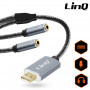 Audio Adapter USB Male / 2 Jack 3.5mm Female Nylon Braided 30cm LinQ U3532