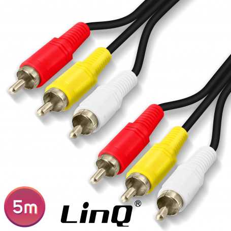 Audio Cable 3 RCA Male / 3 RCA Male Nylon Braided 5m LinQ 3R50