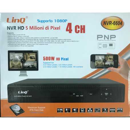 Recorder NVR HD H.265 Network 4 CH Poe 5MP LinQ NVR-6604