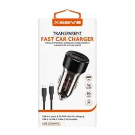 Charger, Adapter - Rapid USB/Type-C Car Charger with Type-C Cables - 60W - 1m - XSSIVE XSS-CC40N CC, wholesale price