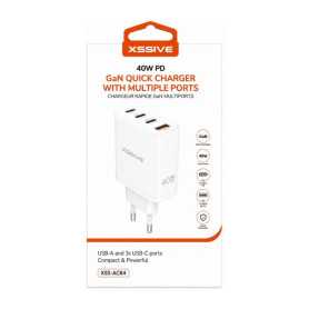 Adaptateur, Bloc d'alimentation - Chargeur Rapide GaN Multiports 40W XSSIVE XSS-AC84 - Blanc, prix de gros.