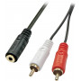 Câble Audio Jack 3.5mm Femelle / 2 RCA Mâles Nylon Tressé 30cm LinQ F3R2