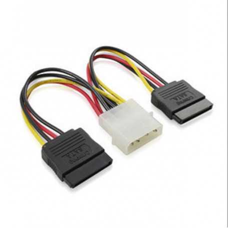 Adaptateur d'alimentation 4 pin Mâle / 2 * 15 Pin SATA coudé Femelles