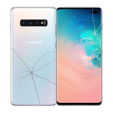 Smartphone, Téléphone, Écran, Dos - Samsung Galaxy S10 Plus 4G 128 Go - Blanc (Ecran + Vitre Arrière HS), prix de gros.