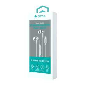 Earbuds, Earphones - Wired Metal In-ear 3.5 mm Jack Headphones Devia Smart Series M1 EM110 - White, wholesale price
