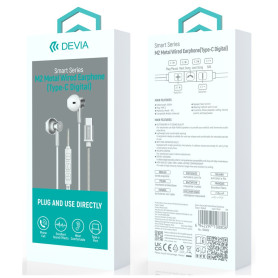 Wired Metal Type-C Earphones Devia Smart Series M2 EM111 - Silver