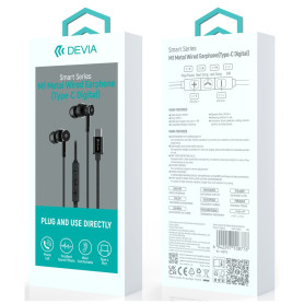 Wired Metal In-Ear Earphones Devia Smart Series M1 EM110 - Black