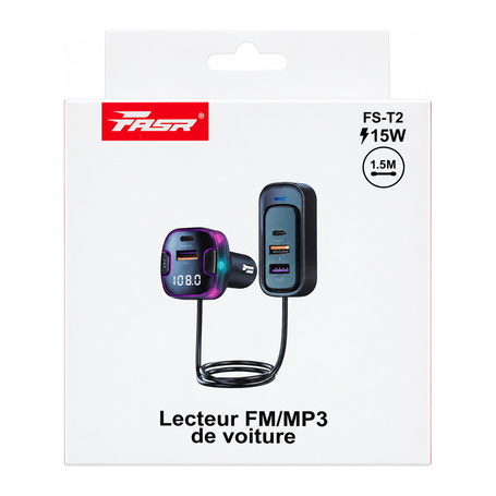 Fasr 15W FM/MP3 Bluetooth T2 Car Transmitter - 1.5M