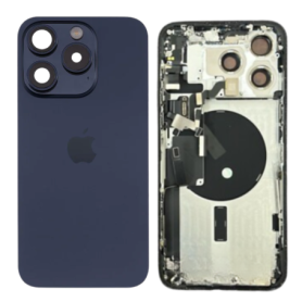 Chassis, Frame - Complete iPhone 15 Pro Chassis Charge Connector Without Battery Blue Titanium (Original Disassembled) - Grade B