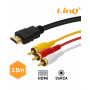 Câble HDMI Mâle / 3 RCA Mâles 1.5m LinQ HD-AV994