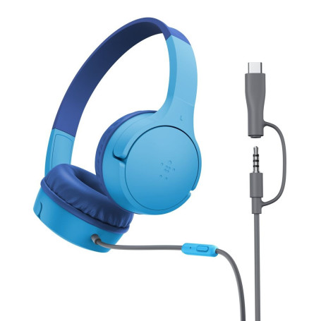 Soundform Mini Casque Filaire Enfant (USB-C/Jack) BELKIN AUD010hqBL - Bleu