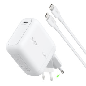 Chargeur Secteur USB-C 100W avec Câble USB-C vers USB-C 1,5m BELKIN WCH025kq1.5WHB6 - Blanc