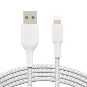 Câble Tressé Lightning 1M BELKIN CAA002bt1MWH - Blanc