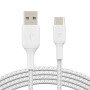 Câble Tressé USB-C / USB-A 3M BELKIN CAB002bt3MWH - Blanc
