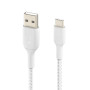 Câble Tressé USB-C / USB-A 3M BELKIN CAB002bt3MWH - Blanc