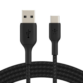 Câble Tressé USB-C / USB-A 0.15M BELKIN CAB002BT0MBK - Noir