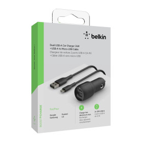 Car Charger Kit 2-Port USB with MicroUSB Cable 24W BELKIN CCE002BT1MBK