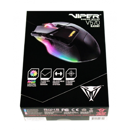 Souris Filaire USB Gaming Viper V570 12000 DPI Blackout Edition RGB