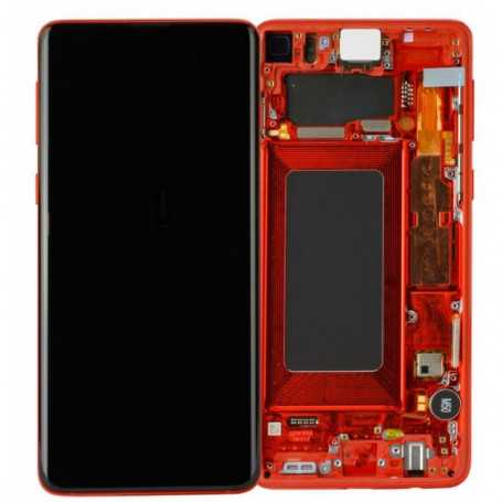 Ecran Samsung Galaxy S10 (G973) Rouge + Châssis (Service Pack) - GH82-18850H-GH82-18835H