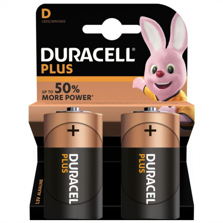 Piles Alcalines LR20 D DURACELL Plus Power 1,5V x 2pcs