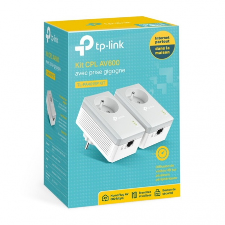 Pack of 2 Tp-Link 600Mbps Mini Cpl Adapters with Integrated Socket