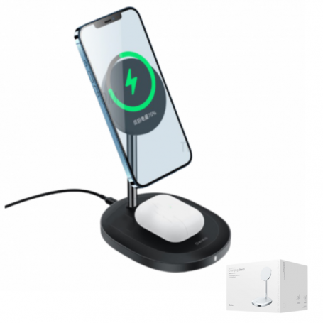 Benks MagSafe 2-in-1 Wireless Charging Stand - 15W Fast Charger for iPhone and AirPods - Black