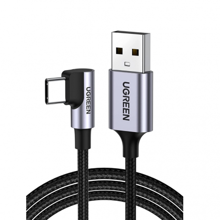 USB / USB-C 90 Degree Angled Braided Nylon Cable UGREEN Black - 1M