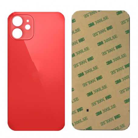 Vitre arrière iPhone 12 mini Rouge (Grand trou) Sans Logo