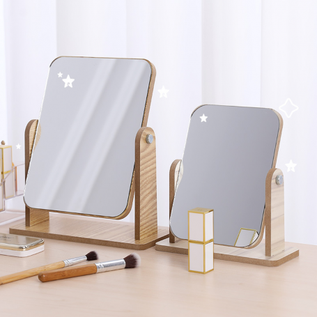 Wooden Makeup Mirror Table Mirror 25.5*22cm