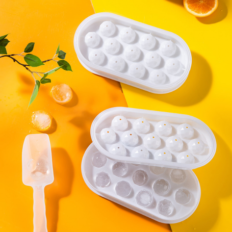 Ice Hockey Molds, Round Ice Cube Trays - White