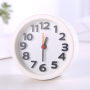 Bedside Alarm Clock, Small and Light Quartz Travel Alarm Clock - Round White